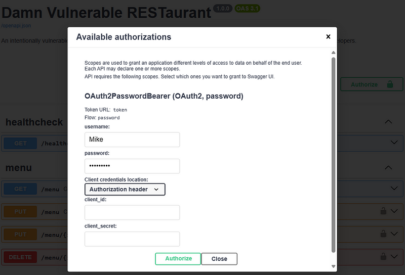 Authenticating with username and password